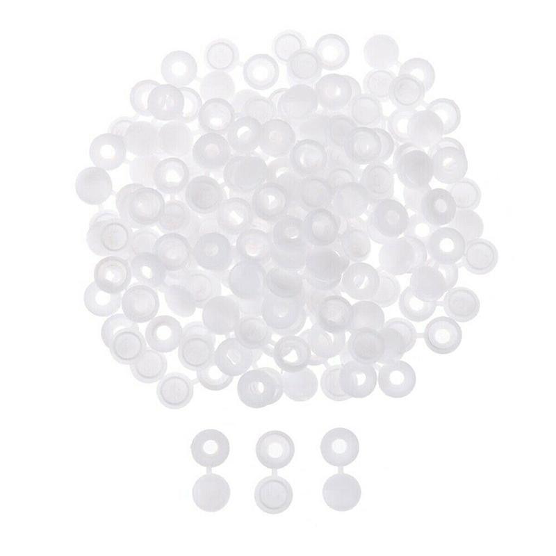 100/200X Plastic Screw Cover Caps Holes Cams Furniture Kitchen Button Nuts Bolts - Black