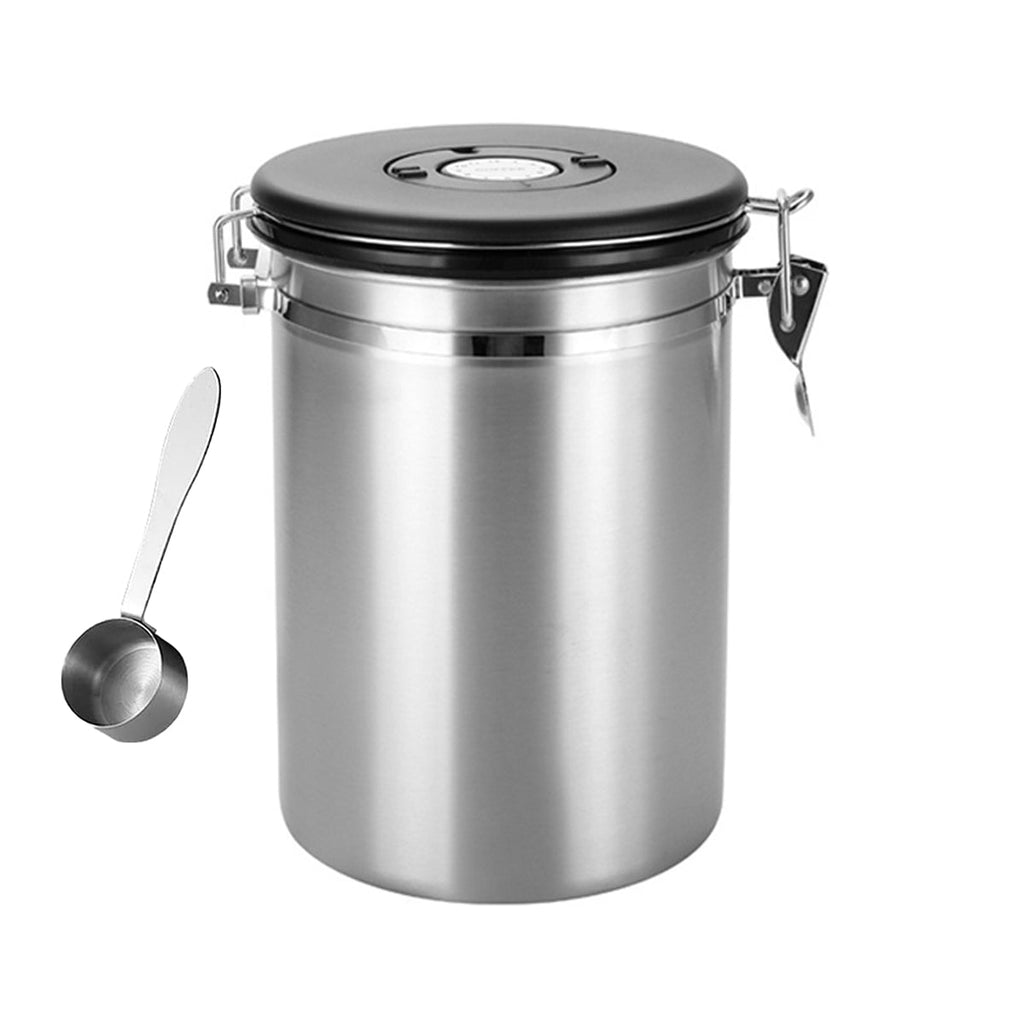 Coffee Powder Sealed Jar Airtight Storage Container for Kitchen Tea Sugar Beans - Silvery-1500ml
