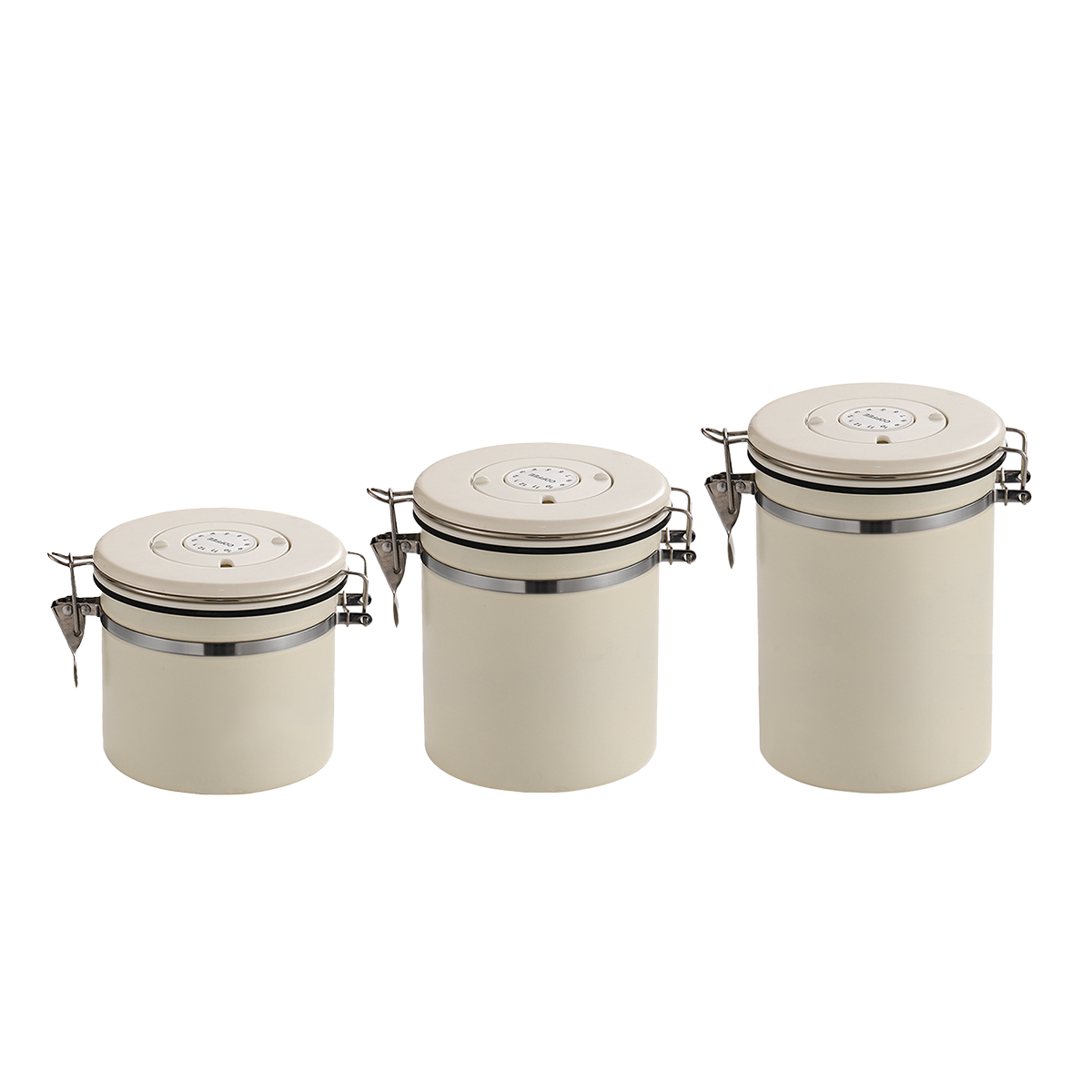 3 Sizes Stainless Steel Coffee Bean Powder Storage Jar Sealed Canister with Valve - 1.2L