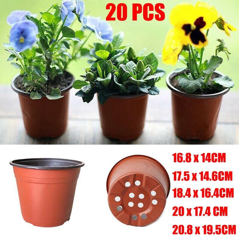 20Pcs Plastic Plant Pots Nursery Garden Seedling Flower Growing Containers - BN180-17.5x14.6cm