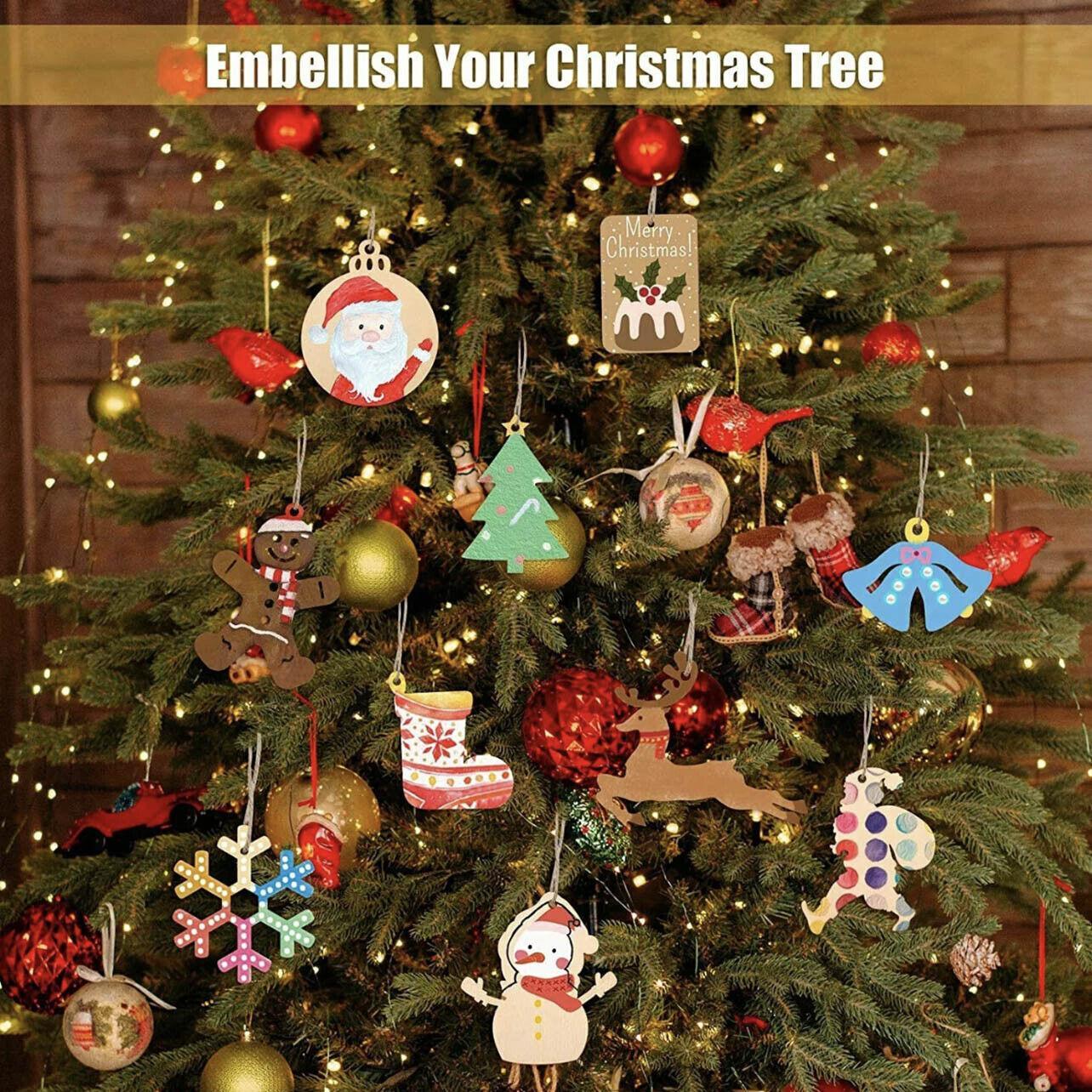 Wooden Christmas Hanging Ornament for Tree DIY Craft Decoration 10pcs - Christmas Stocking