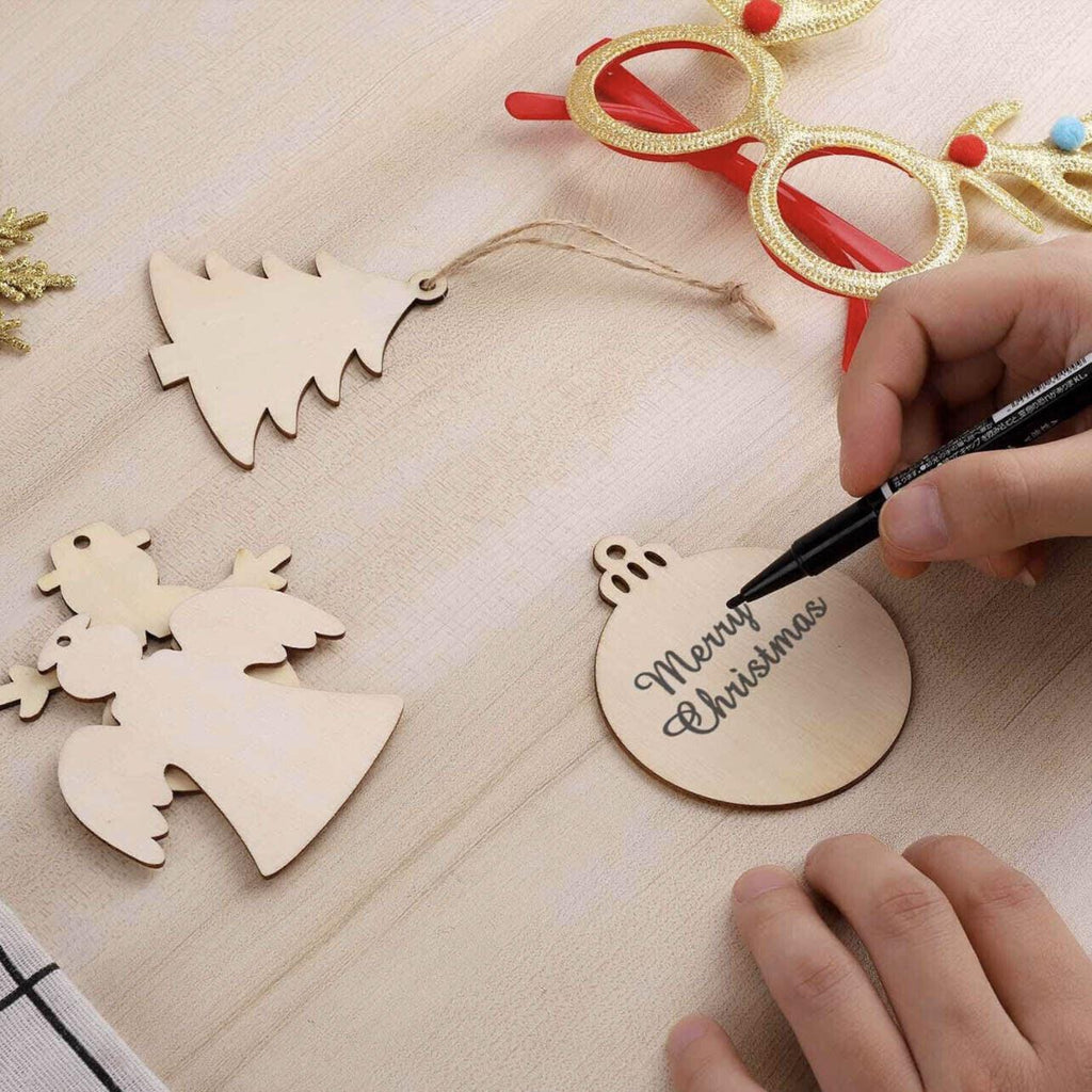 Wooden Christmas Hanging Ornament for Tree DIY Craft Decoration 10pcs - Heart