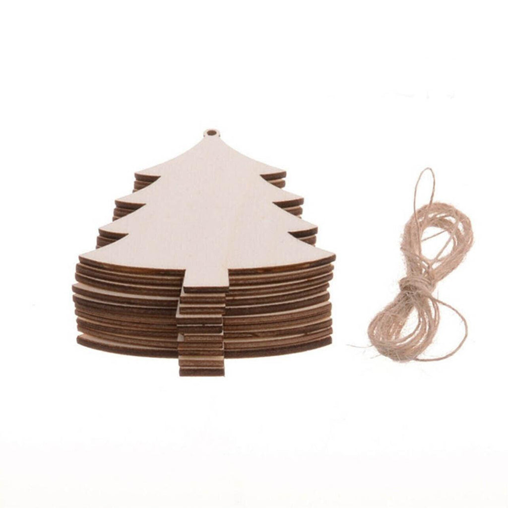 Wooden Christmas Hanging Ornament for Tree DIY Craft Decoration 10pcs - Star