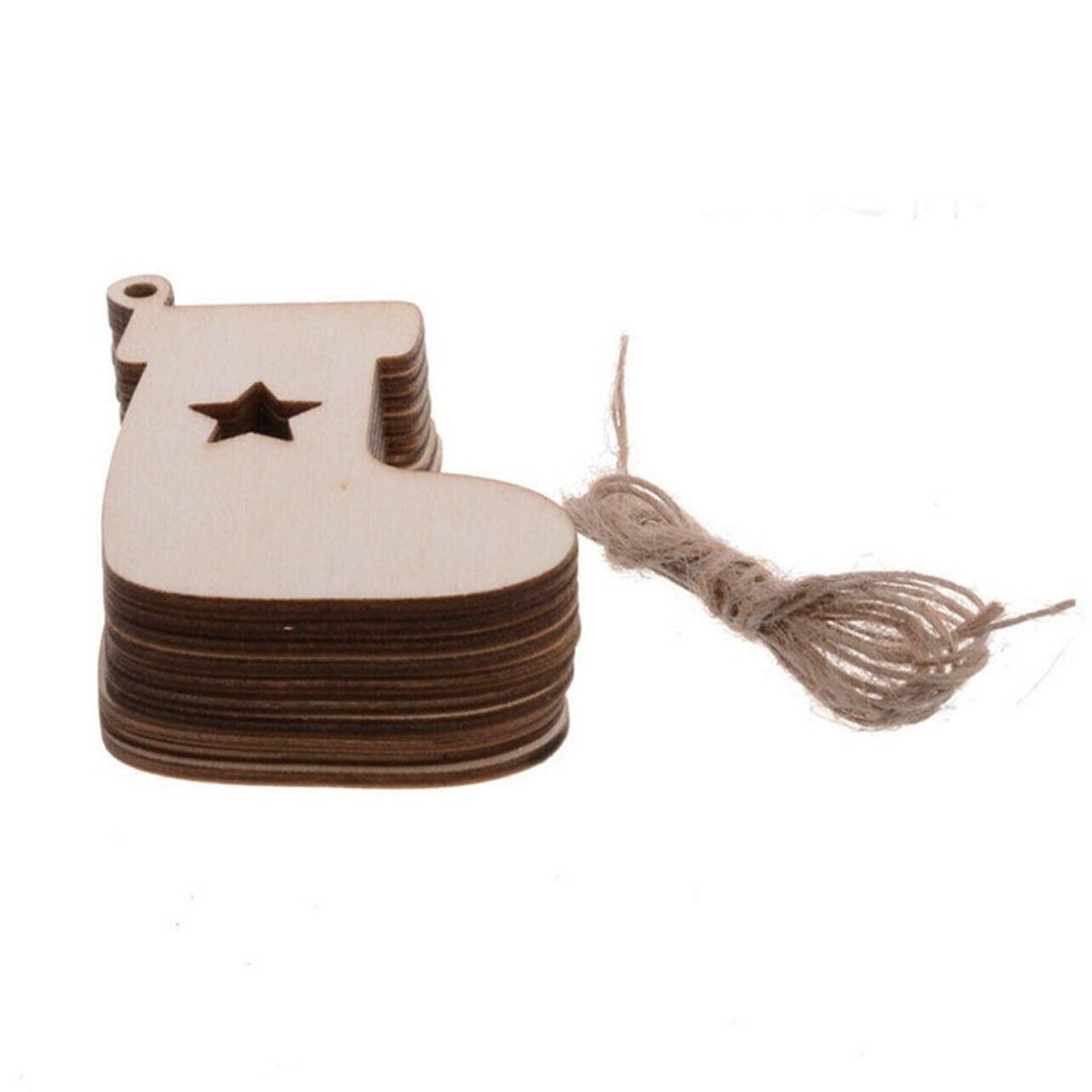 Wooden Christmas Hanging Ornament for Tree DIY Craft Decoration 10pcs - Star