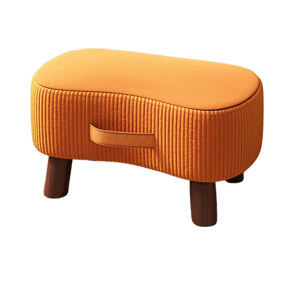 Small Stool for Home Simple Shoe Changing Low Seat Stool Wooden Household Use - Orange