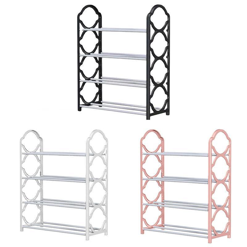 Four Layer Shoe Rack Storage Organizer Multi Tier Shoe Shelf for Entryway Closet - Black