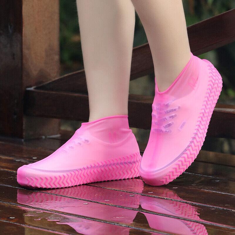 Shoe Cover Waterproof Silicone Non Slip Rain Water Rubber Foot Boot Overshoe L Size - Black