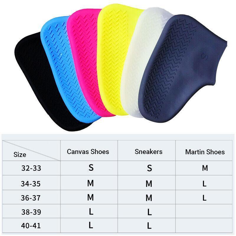 Shoe Cover Waterproof Silicone Non Slip Rain Water Rubber Foot Boot Overshoe S - Black