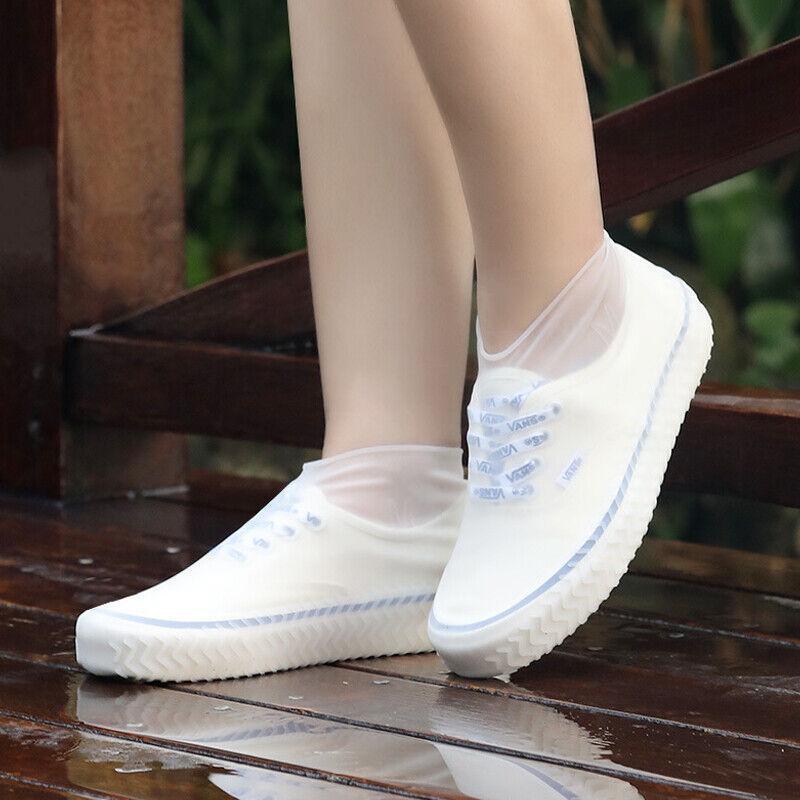 Shoe Cover Waterproof Silicone Non Slip Rain Water Rubber Foot Boot Overshoe S - Grey