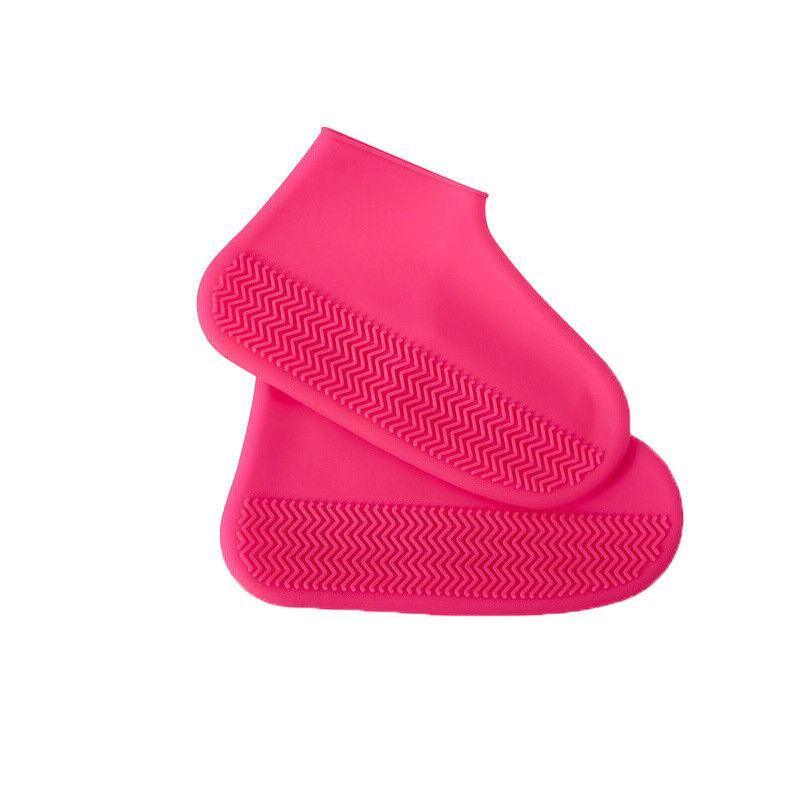 Shoe Cover Waterproof Silicone Non Slip Rain Water Rubber Foot Boot Overshoe L Size - Red