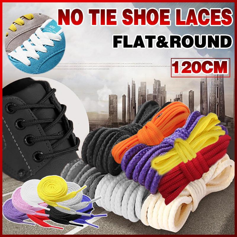Shoelaces Colorful Coloured Flat Round Oval Bootlace Sneaker Shoe Laces - Round-Yellow