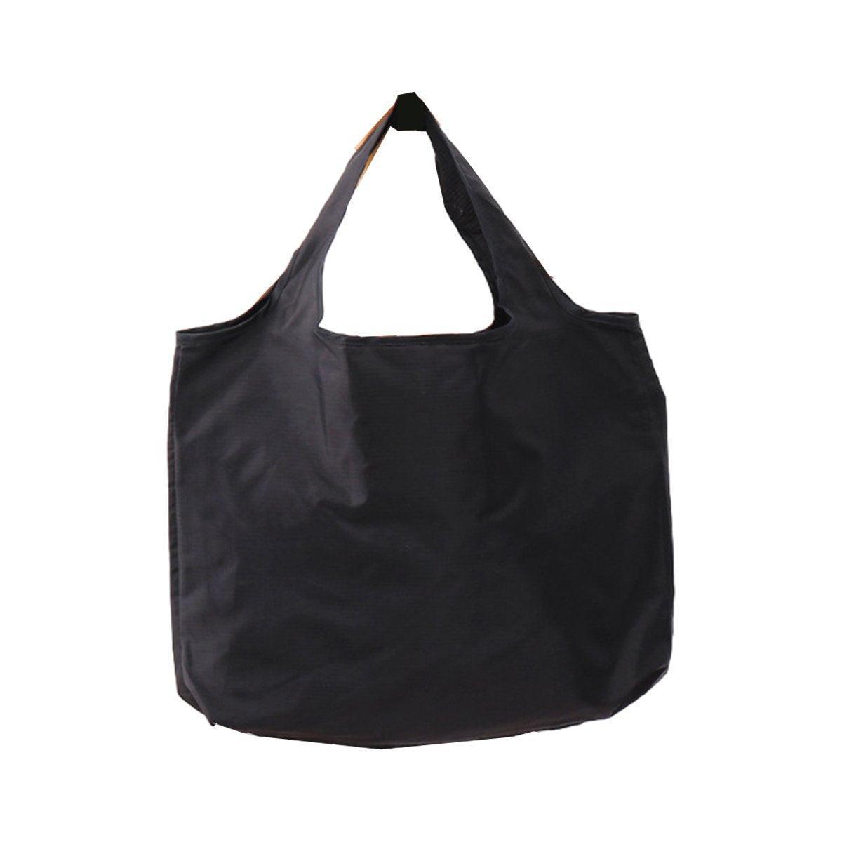 Large Multi Colour Waterproof Shopping Bag Foldable Portable Reusable Bag - Black
