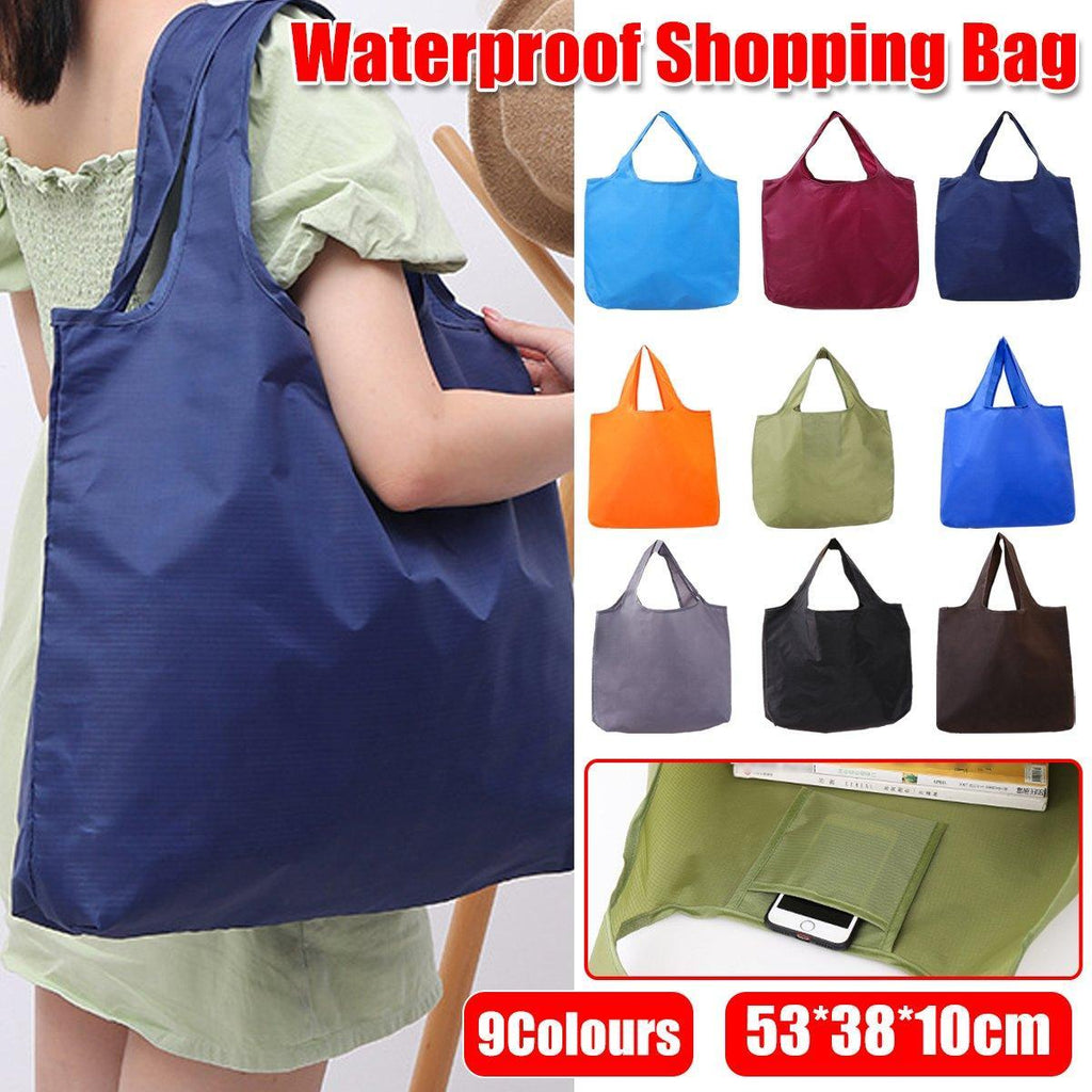 Large Multi Colour Waterproof Shopping Bag Foldable Portable Reusable Bag - Wine Red