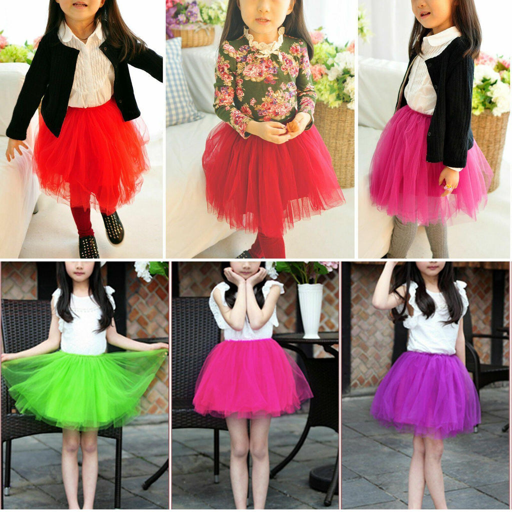 Girls Tutu Skirt Princess Dressup Party Costume Ballet Dancewear - Red