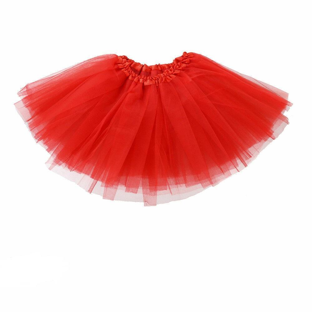 Girls Tutu Skirt Princess Dressup Party Costume Ballet Dancewear - Rose red