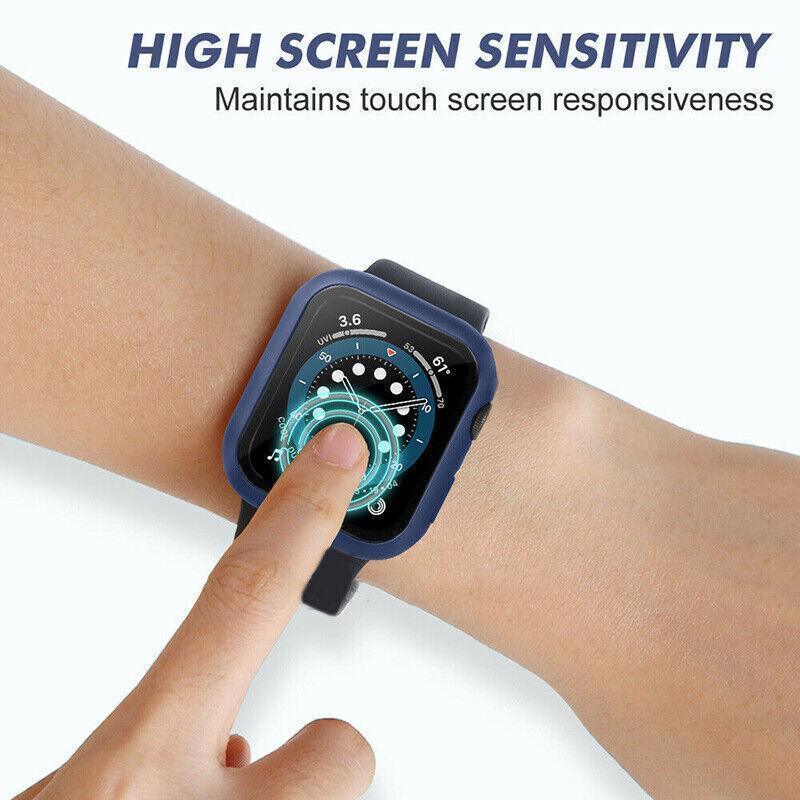 For Apple Watch iWatch Series SE 6 5 4 3 2 1 Case Full Glass Cover 38mm - Silver