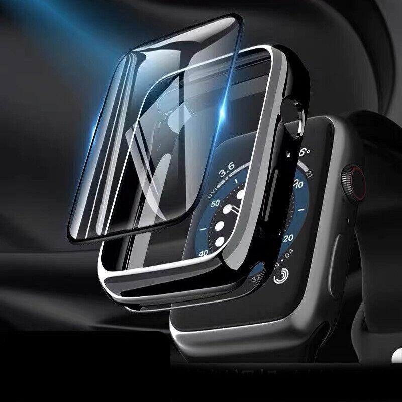 For Apple Watch iWatch Series SE 6 5 4 3 2 1 Case Full Glass Cover 38mm - Silver