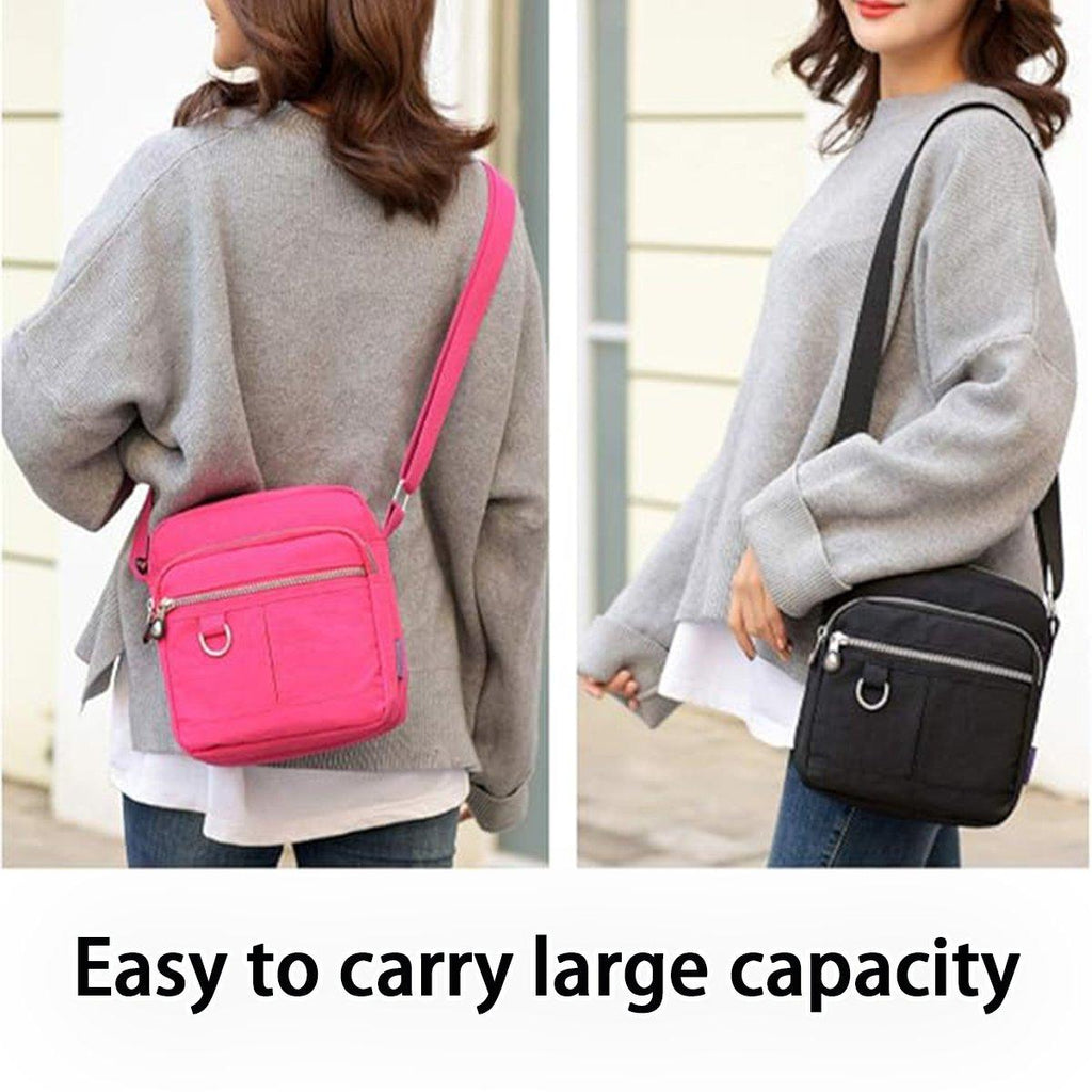 Ladies Shoulder Bag Nylon Fabric Lightweight Crossbody Small Casual Handbag - Apricot