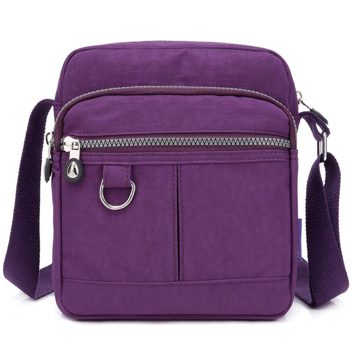 Ladies Shoulder Bag Nylon Fabric Lightweight Crossbody Small Casual Handbag - Grey