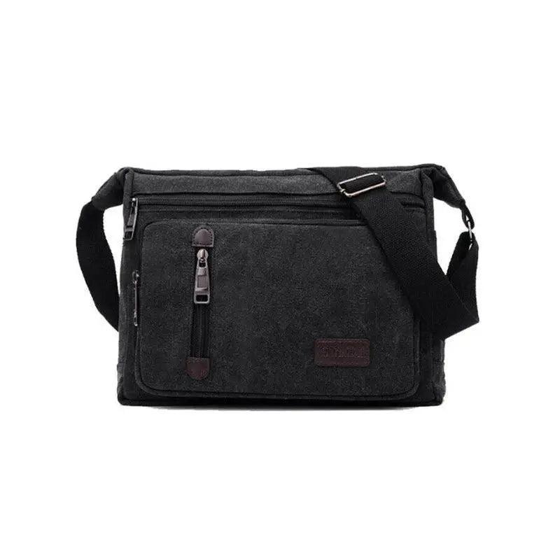 Retro Canvas Messenger Shoulder Bag for Men Travel Crossbody Satchel with Zippers - Khaki