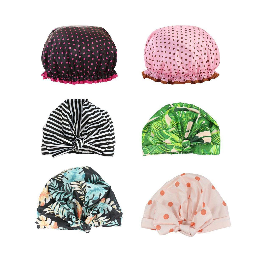 Woman Shower Cap Reusable Long Hair Large Turban Bathroom Waterproof Hair Cap - Black Background