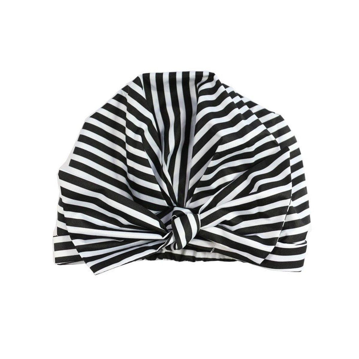 Woman Shower Cap Reusable Long Hair Large Turban Bathroom Waterproof Hair Cap - Black Background