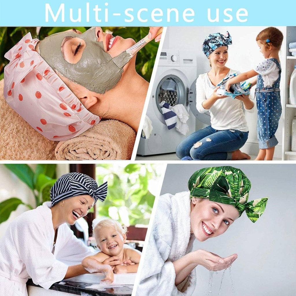 Woman Shower Cap Reusable Long Hair Large Turban Bathroom Waterproof Hair Cap - Coconut Tree