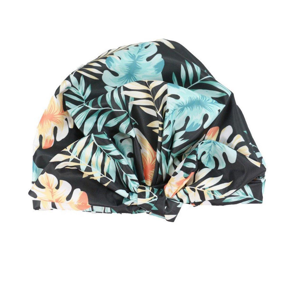 Woman Shower Cap Reusable Long Hair Large Turban Bathroom Waterproof Hair Cap - Coconut Tree