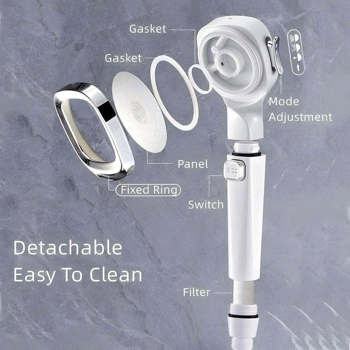 High Pressure Handheld Shower Head with Filter for Bathroom Water Saving Spray - Black