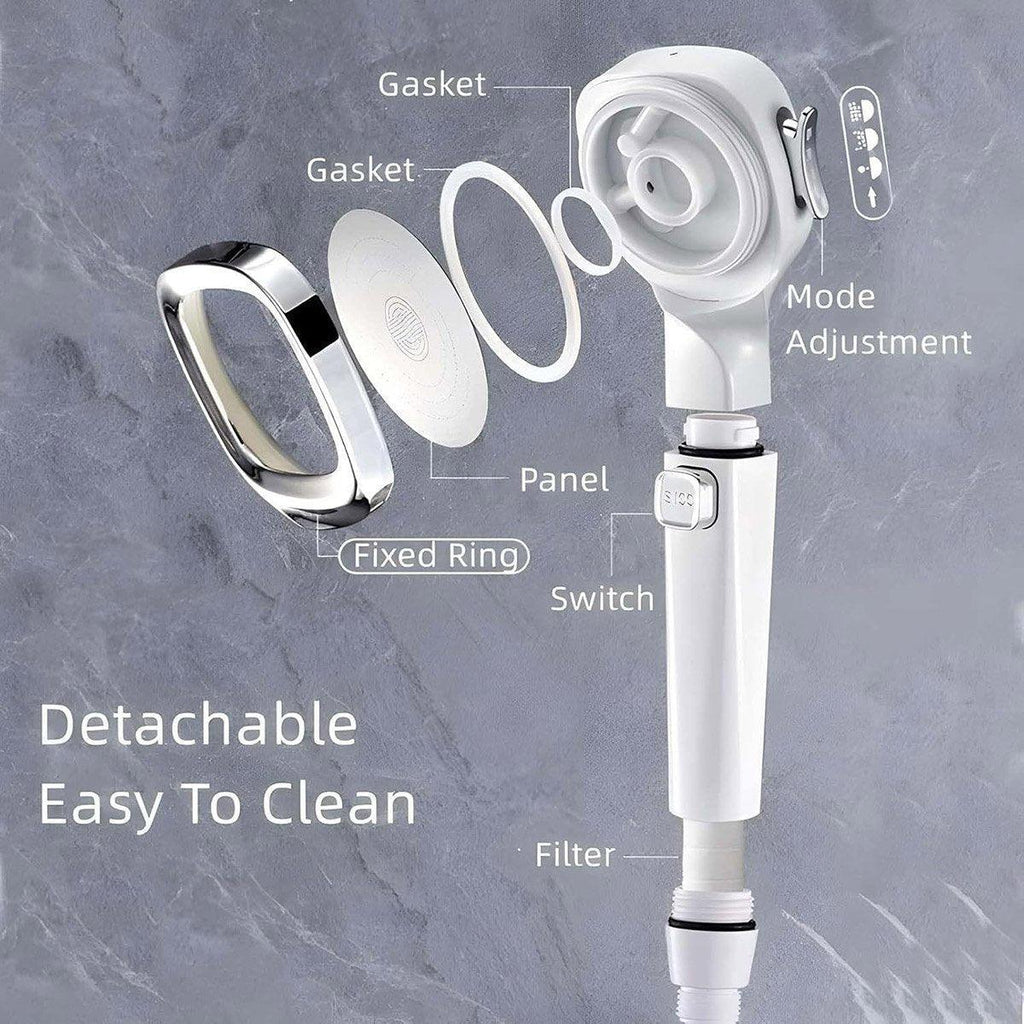 High Pressure Handheld Shower Head with Filter for Bathroom Water Saving Spray - Navy