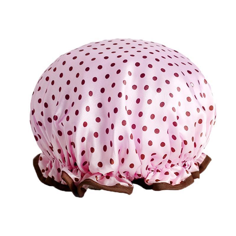 Double Layer Lux Shower Cap Bath Hat Hair Care Women Sleep Waterproof Reusable - Dark Blue