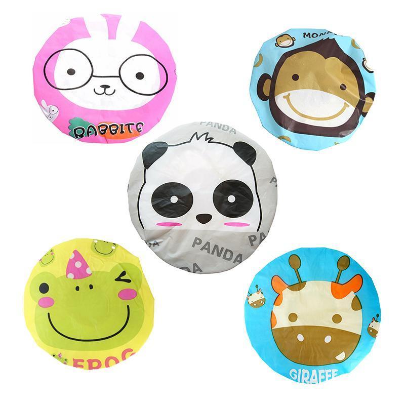 Reusable Women Girls Hair Wrap Waterproof Shower Bath Shower Cap Hat - Giraffe