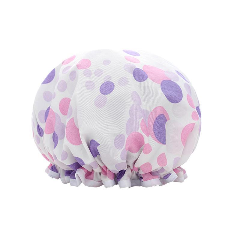 Double Layer Lux Shower Cap Bath Hat Hair Care Women Sleep Waterproof Reusable - Khaki