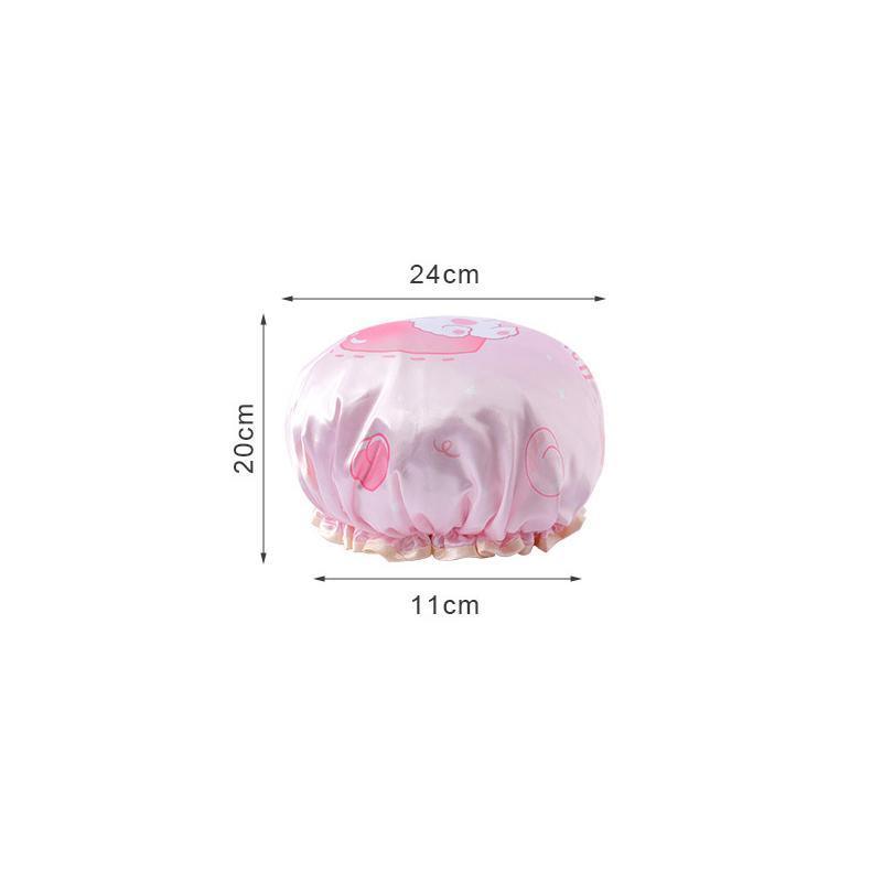 Double Layer Lux Shower Cap Bath Hat Hair Care Women Sleep Waterproof Reusable - Light Blue