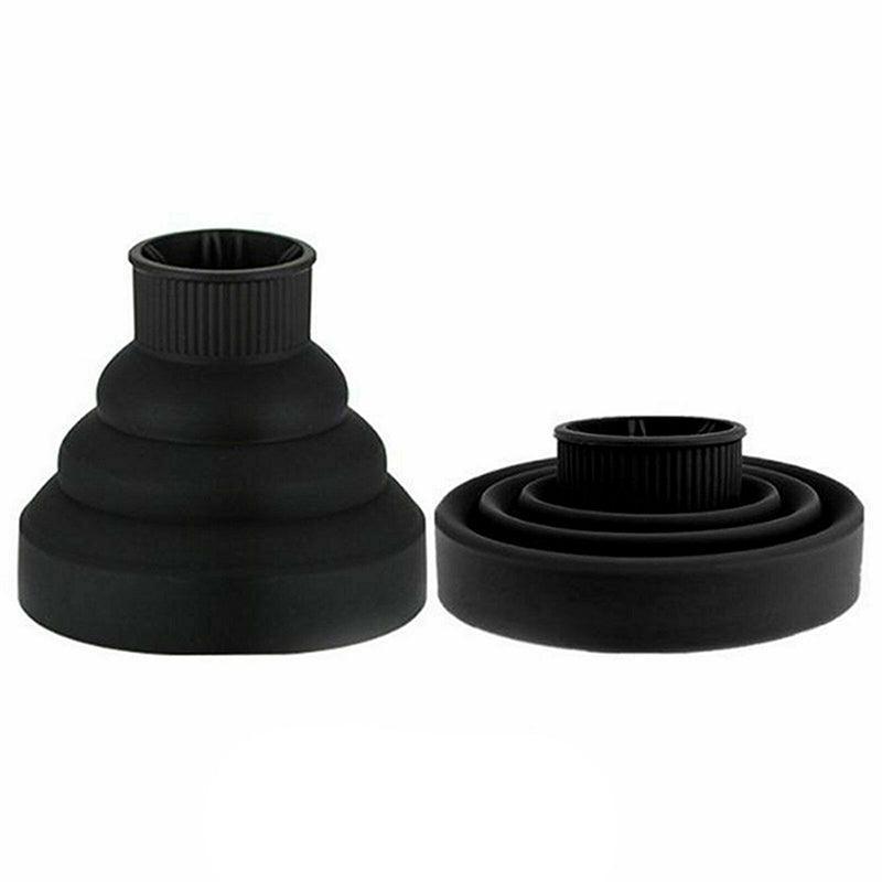 Foldable Hair Dryer Diffuser Universal Silicone Nozzle for Curly Hair Styling - Black