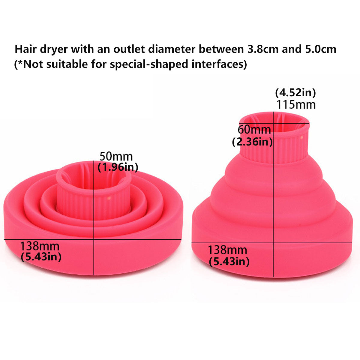 Foldable Hair Dryer Diffuser Universal Silicone Nozzle for Curly Hair Styling - Pink