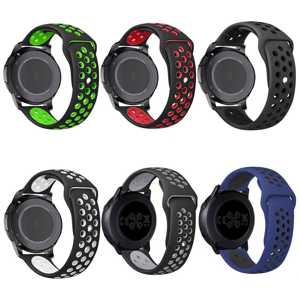 22mm 20mm Silicone Sports Watch Band for Samsung Huawei Huami Two-Tone Strap - 20mm-Green