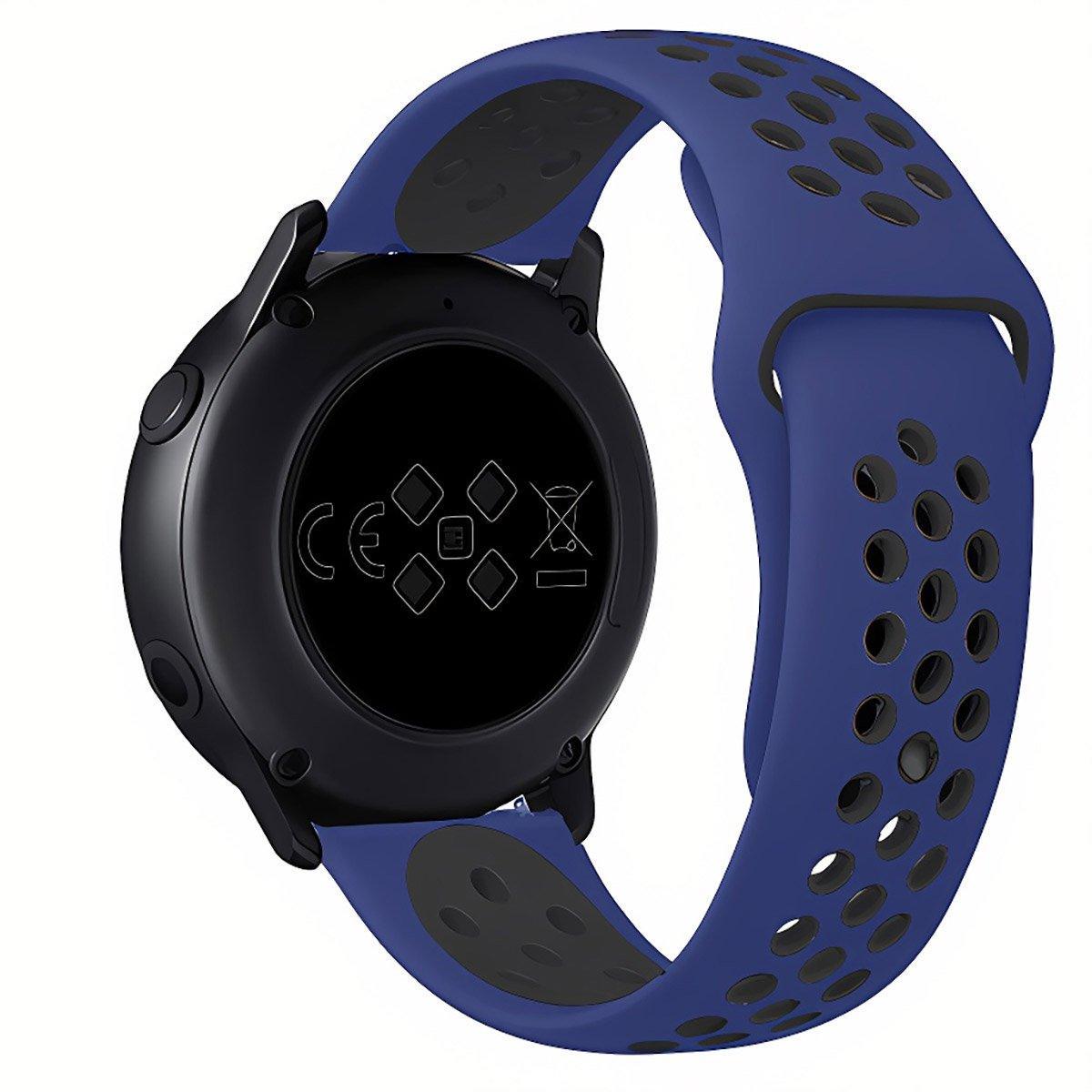 22mm 20mm Silicone Sports Watch Band for Samsung Huawei Huami Two-Tone Strap - 22mm-Black