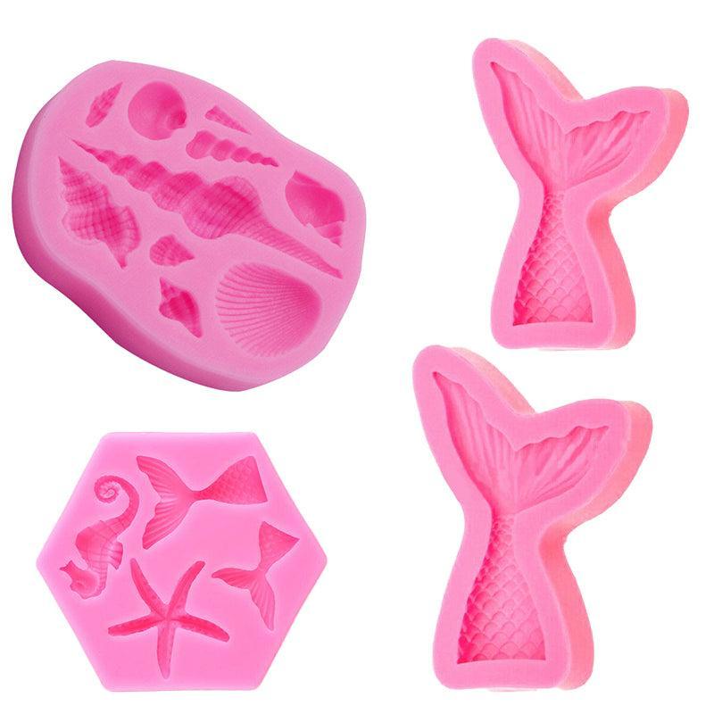 Mermaid Tail Sea Shell Silicone Cake Fondant Sugarcraft Mould Chocolate Mold - Mermaid Tail Large
