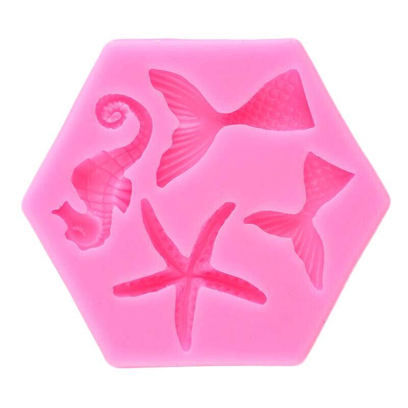 Mermaid Tail Sea Shell Silicone Cake Fondant Sugarcraft Mould Chocolate Mold - Hexagon