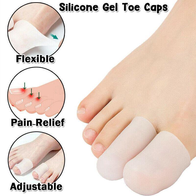 Silicone Toe Sleeve Gel Toe Cap Cover Protector Finger Tube Corn - L(2PCS)