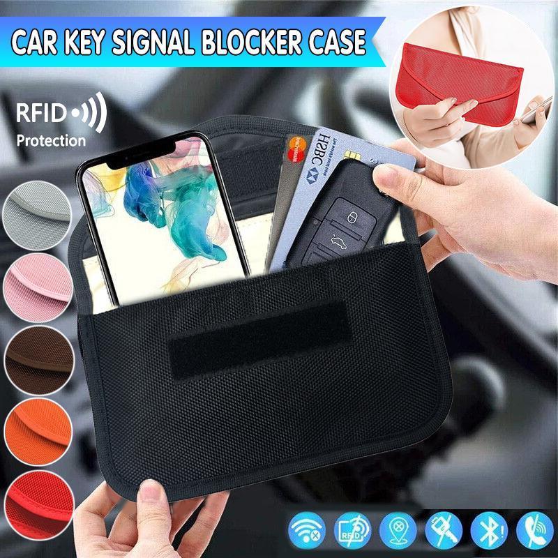 Car Key Case For Faraday Cage Fob Pouch Keyless RFID Blocking Bag - Silver Grey