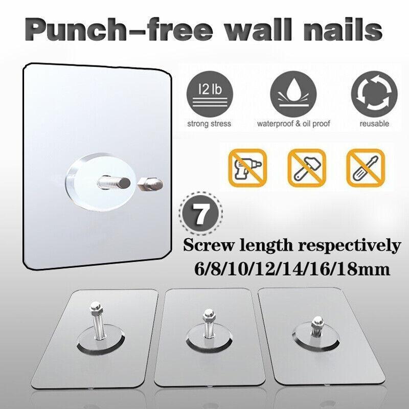 10X Punch-Free Adhesive Wall Hanging Hooks - 10mm