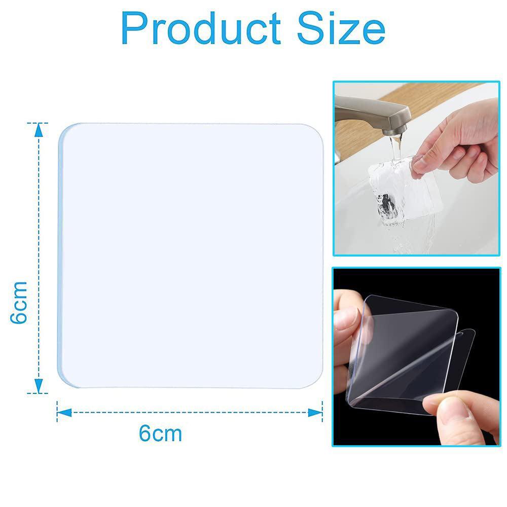 Nano Double Sided Tape Clear Adhesive Traceless Gel Pad 6x6cm Reusable Anti Slip - 30 PCS