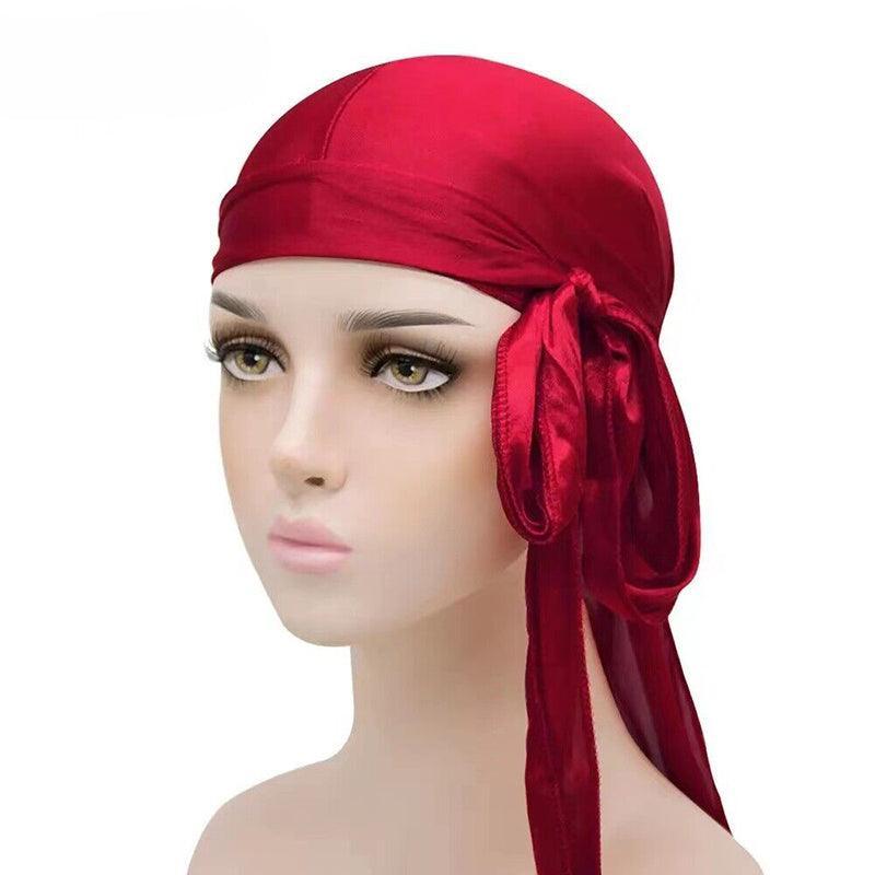 Velvet Durag Silky Hat Cap Men Women Premium Designer Doo Rag Wave Silk Headwear - Sliver grey