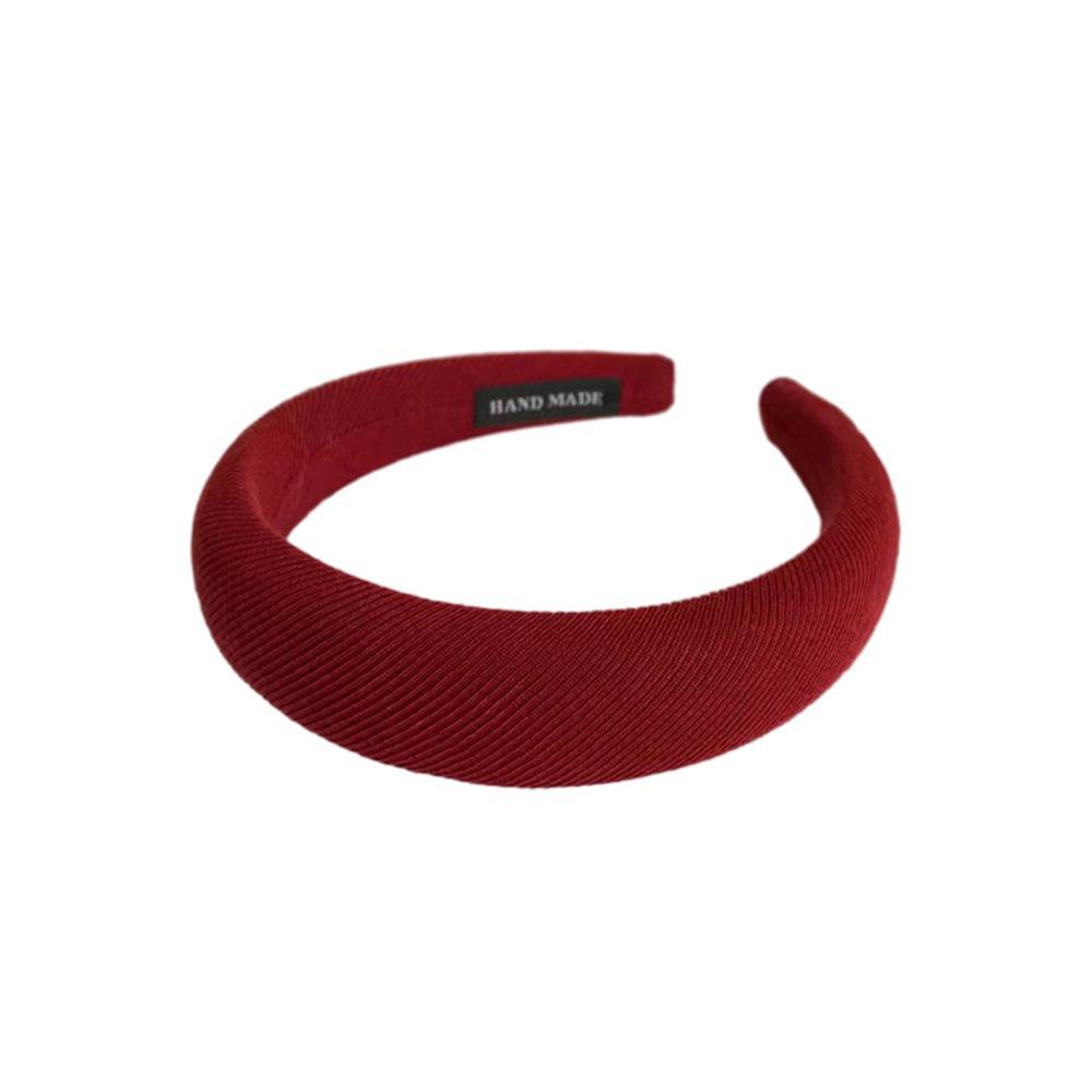 Women Thick Padded Wide Headband Sponge Hairband Wedding Party Plain - Milk Tea