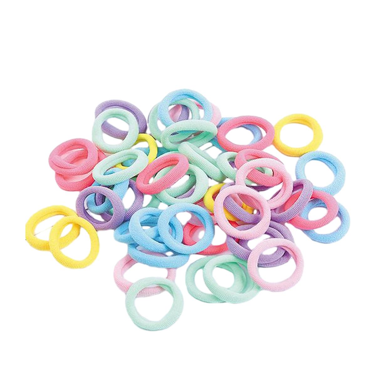 100PCS Colorful Elastic Hair Ties for Girl Ponytails High Stretch Hair Bands Set - Red