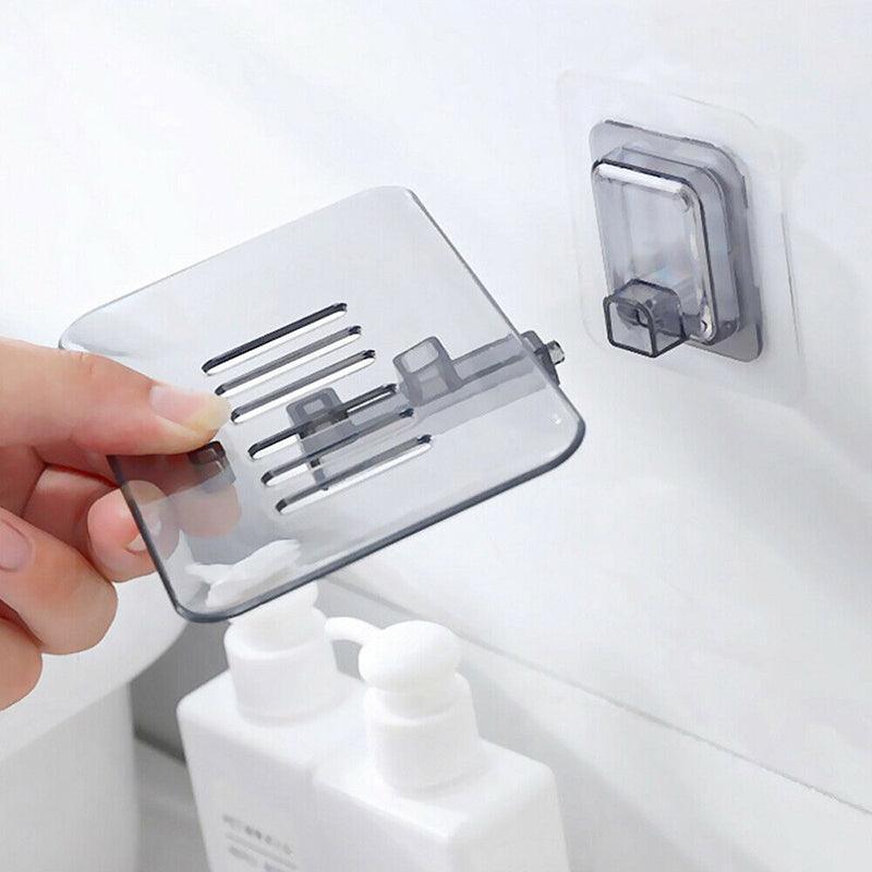 Bathroom Waterfall Tray Holder Soaps Plate Suction Case Containers Dish Storage - White