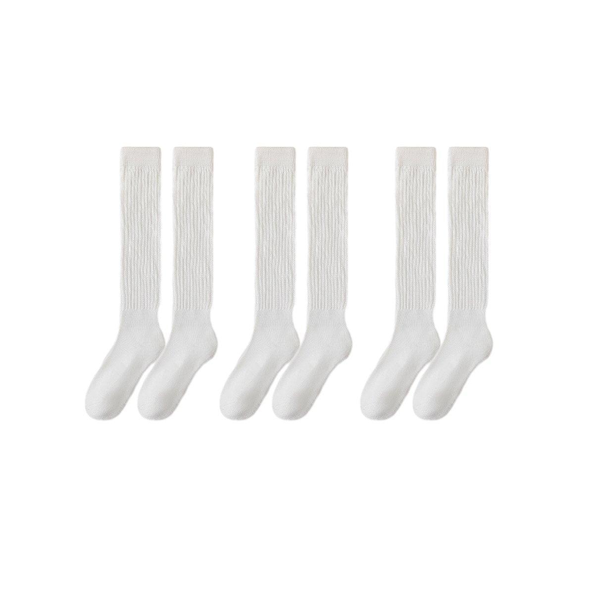 3Pairs Warm Calf Socks Stack Stockings Winter Fall Over Knee High Thick Socks Set - Black