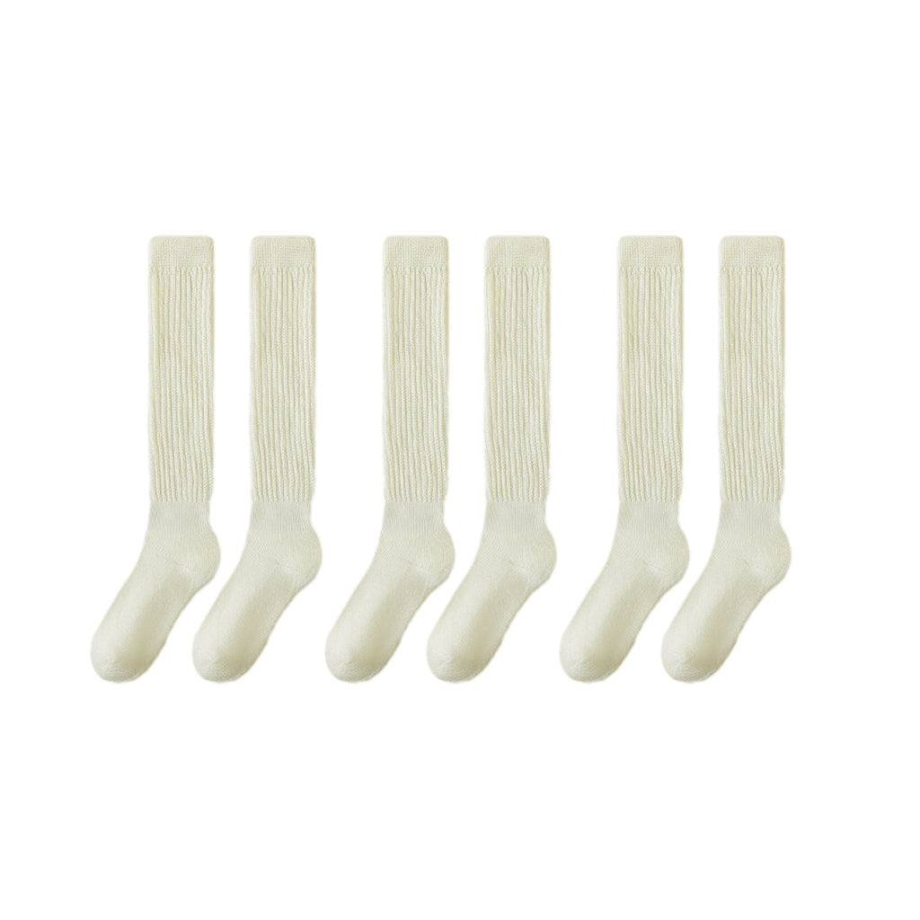 3Pairs Warm Calf Socks Stack Stockings Winter Fall Over Knee High Thick Socks Set - Black